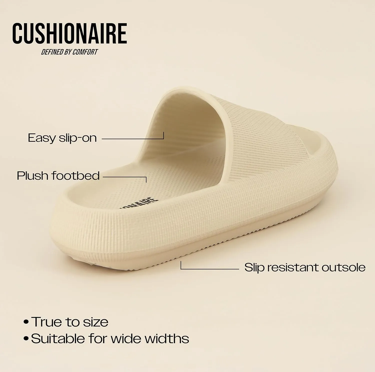 CUSHIONAIRE Feather Slides – Comfortable Cloud Cushion House Slippers for Women, Indoor Outdoor EVA Foam Foot Spa Shower Shoes, Non-Slip Arch Support