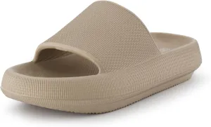CUSHIONAIRE Feather Slides – Comfortable Cloud Cushion House Slippers for Women, Indoor Outdoor EVA Foam Foot Spa Shower Shoes, Non-Slip Arch Support