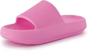 CUSHIONAIRE Feather Slides – Comfortable Cloud Cushion House Slippers for Women, Indoor Outdoor EVA Foam Foot Spa Shower Shoes, Non-Slip Arch Support