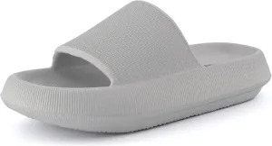 CUSHIONAIRE Feather Slides – Comfortable Cloud Cushion House Slippers for Women, Indoor Outdoor EVA Foam Foot Spa Shower Shoes, Non-Slip Arch Support