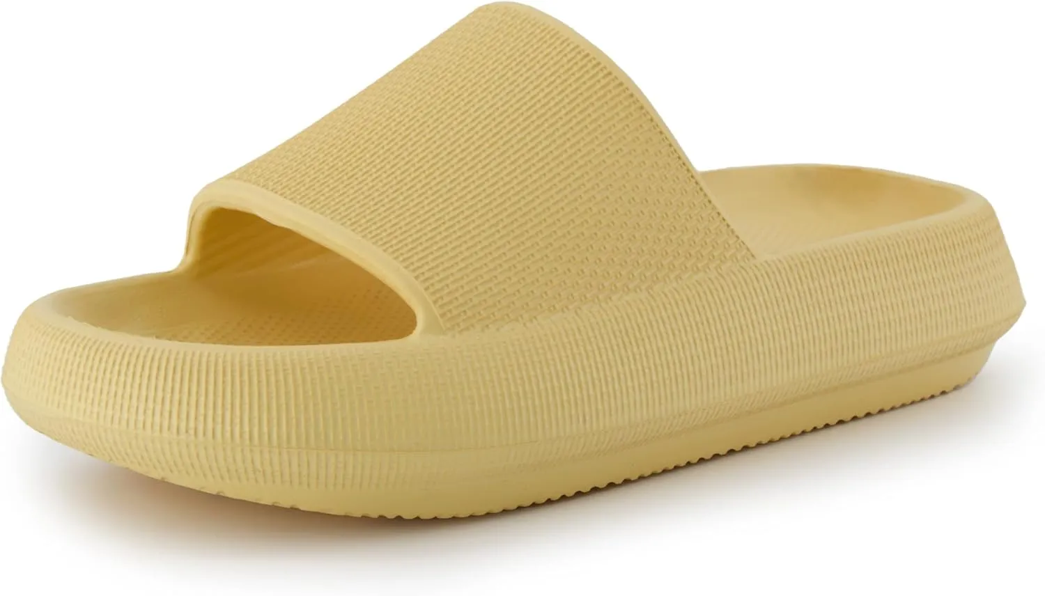 CUSHIONAIRE Feather Slides – Comfortable Cloud Cushion House Slippers for Women, Indoor Outdoor EVA Foam Foot Spa Shower Shoes, Non-Slip Arch Support