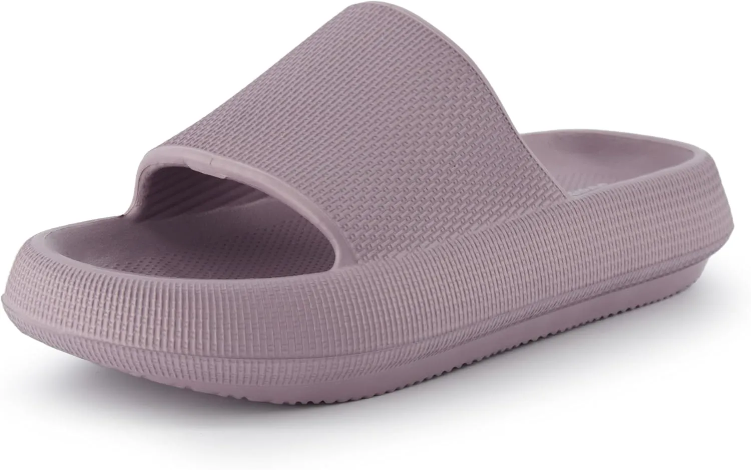 CUSHIONAIRE Feather Slides – Comfortable Cloud Cushion House Slippers for Women, Indoor Outdoor EVA Foam Foot Spa Shower Shoes, Non-Slip Arch Support