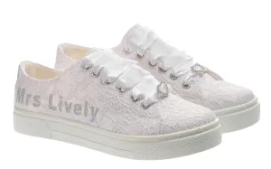 Customizable Bridal Sneakers: Stylish, Comfortable, and Personalized Wedding Shoes, Sneakers Glitter Text personalized shoes (9 US)