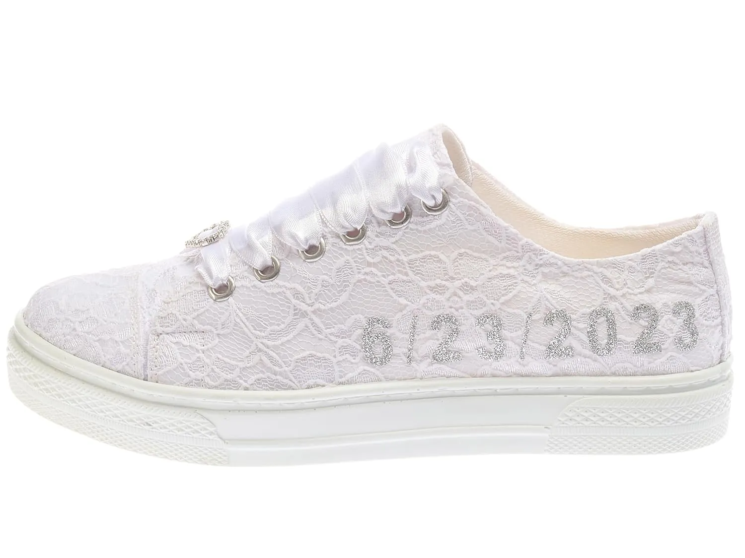 Customizable Bridal Sneakers: Stylish, Comfortable, and Personalized Wedding Shoes, Sneakers Glitter Text personalized shoes (9 US)