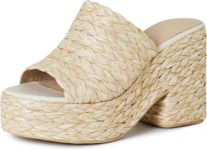 CYNLLIO Espadrilles Platform Sandals Open Toe Chunky High Heel Slides Fashion Summer Outdoor Beach Slippers Slip on Party Dress Shoes
