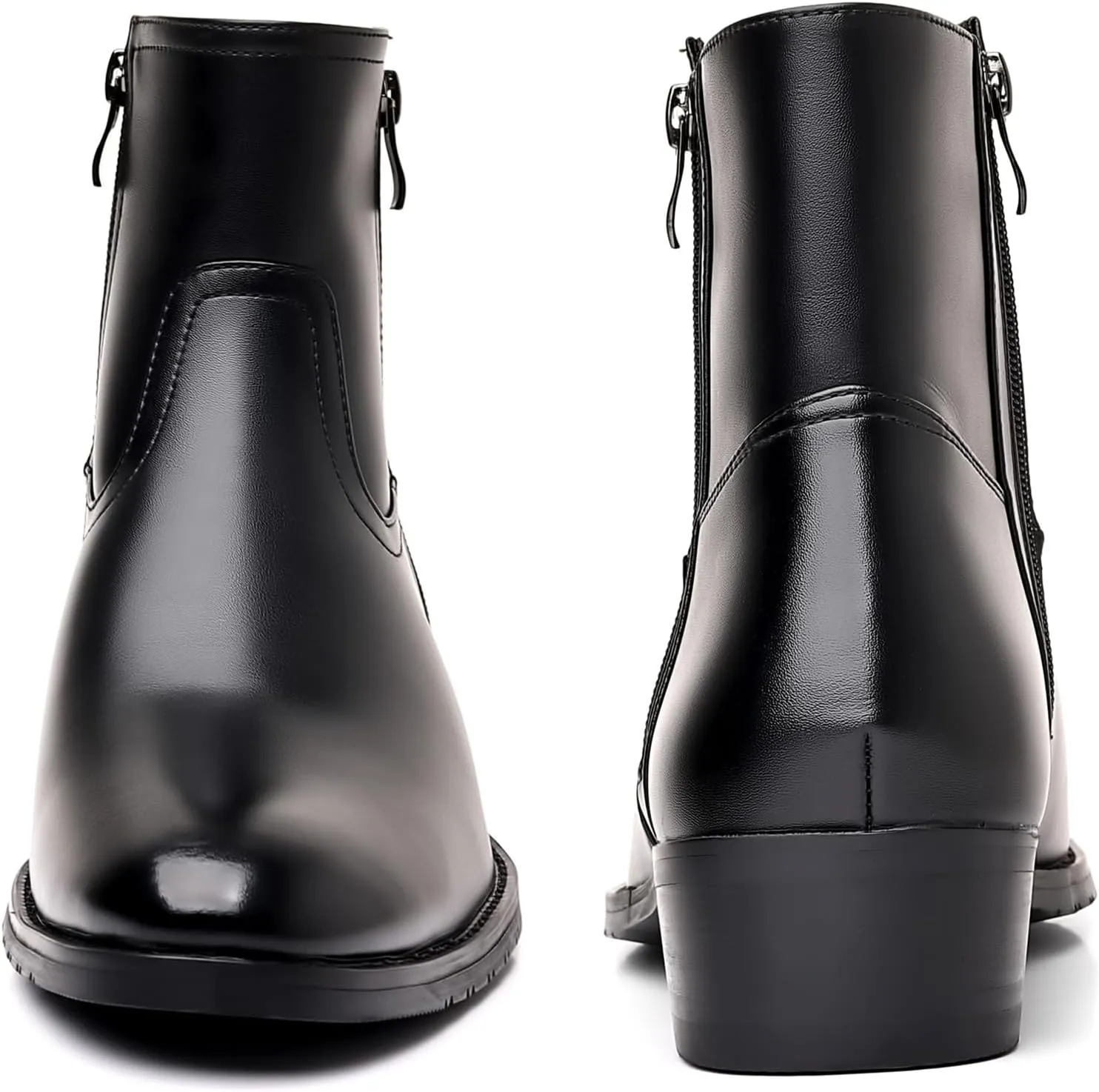 DADAWEN Men's Chelsea Boots Leather Casual Chukka Ankle Boots Side Zipper Pull On Dress Boots for Men