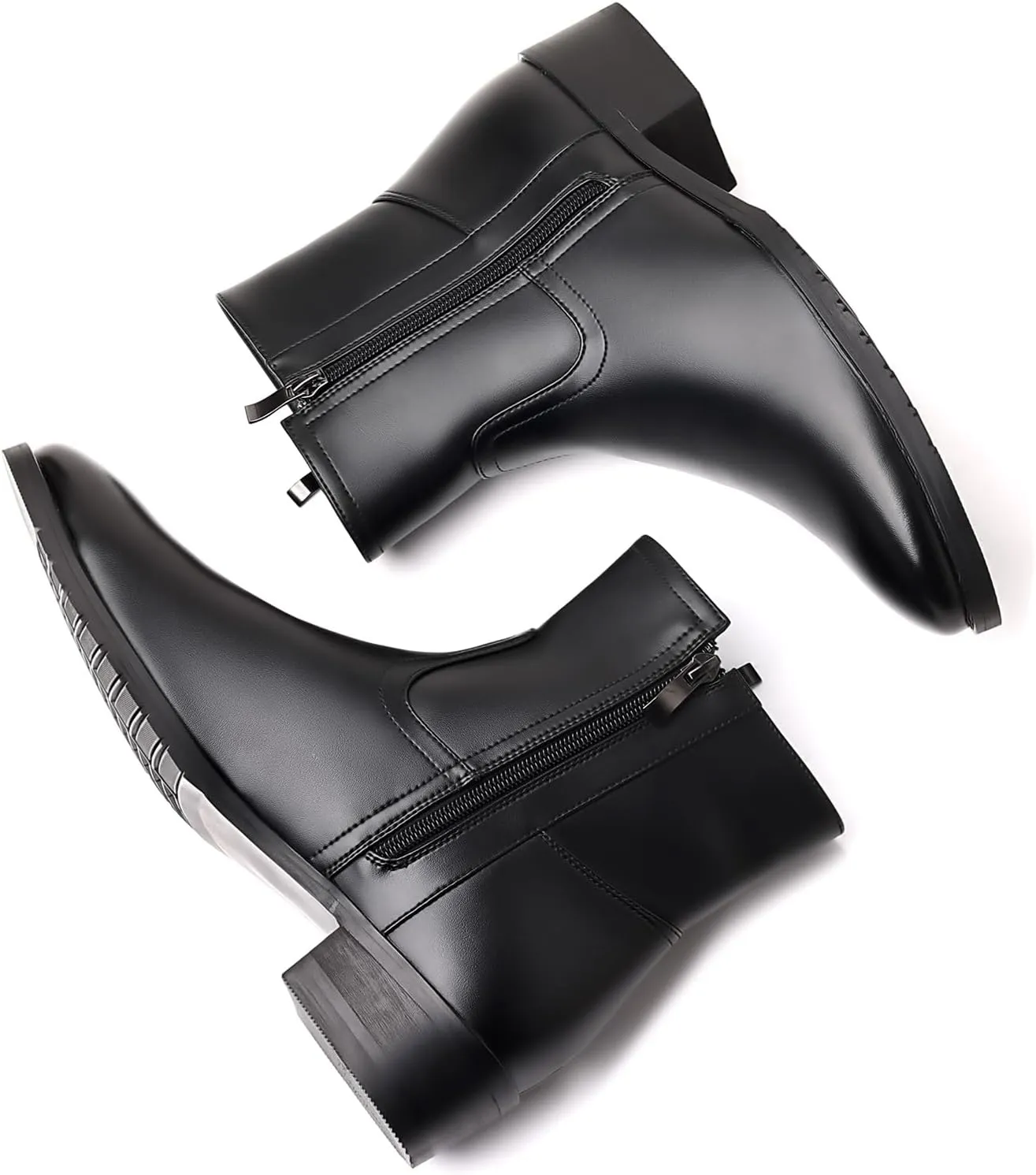 DADAWEN Men's Chelsea Boots Leather Casual Chukka Ankle Boots Side Zipper Pull On Dress Boots for Men