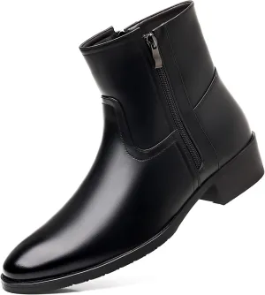 DADAWEN Men's Chelsea Boots Leather Casual Chukka Ankle Boots Side Zipper Pull On Dress Boots for Men