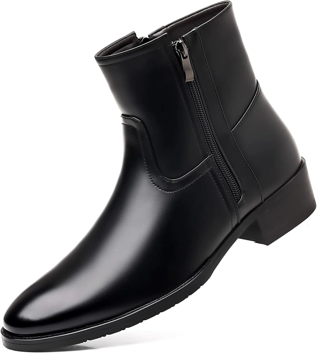 DADAWEN Men's Chelsea Boots Leather Casual Chukka Ankle Boots Side Zipper Pull On Dress Boots for Men