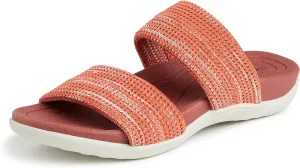 Dearfoams Women's Original Comfort Blair Slip-On Double Band Slide Sandal with Arch Support