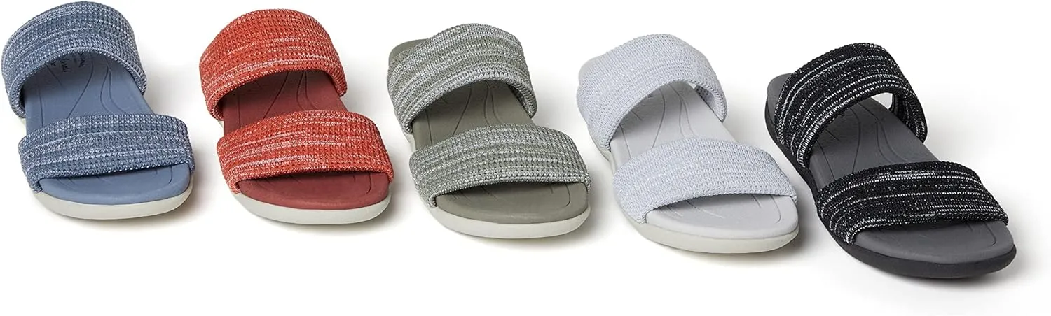 Dearfoams Women's Original Comfort Blair Slip-On Double Band Slide Sandal with Arch Support