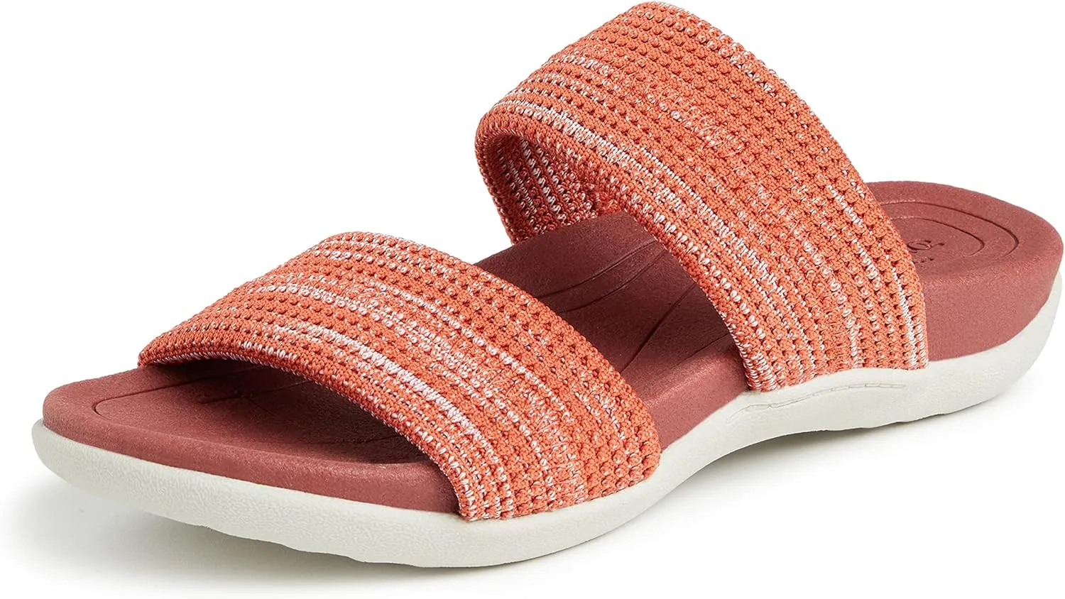 Dearfoams Women's Original Comfort Blair Slip-On Double Band Slide Sandal with Arch Support