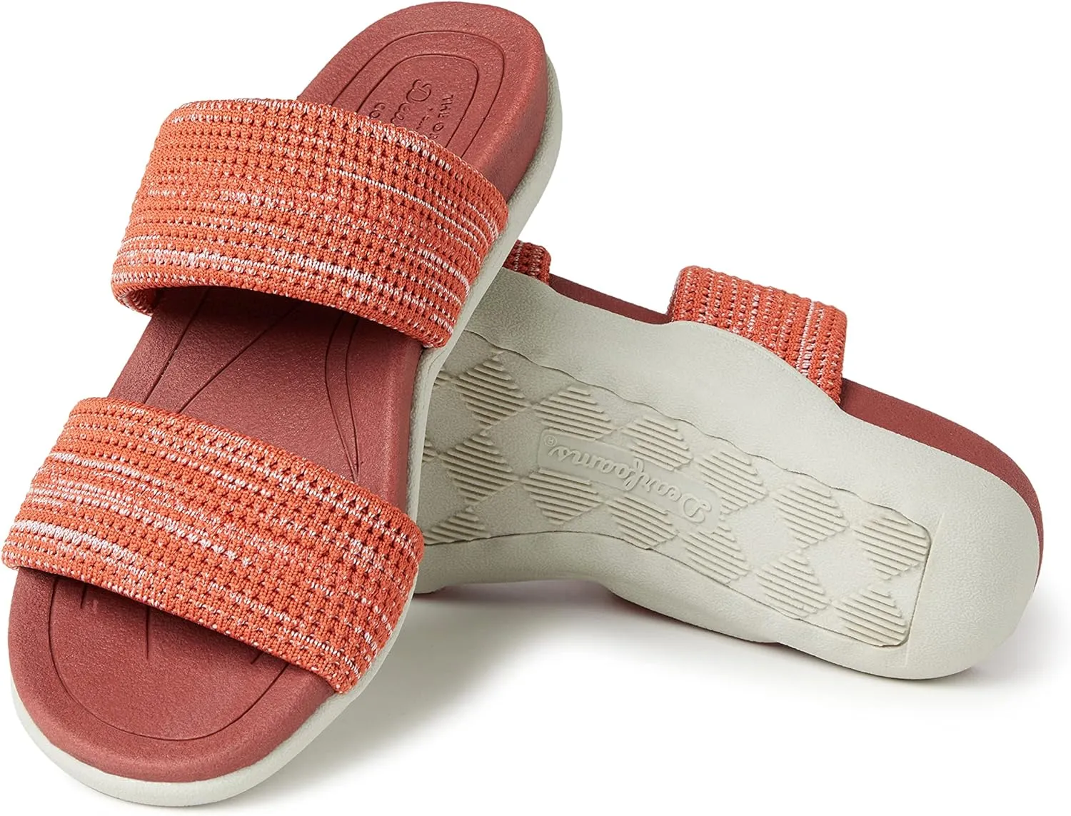 Dearfoams Women's Original Comfort Blair Slip-On Double Band Slide Sandal with Arch Support