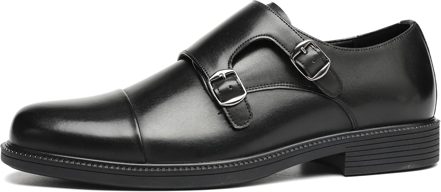 DECARSDZ Men's Classic Retro Double Monk Strap Casual Dress Loafer Shoes Comfortable for Business and Wedding Slip On Loafers