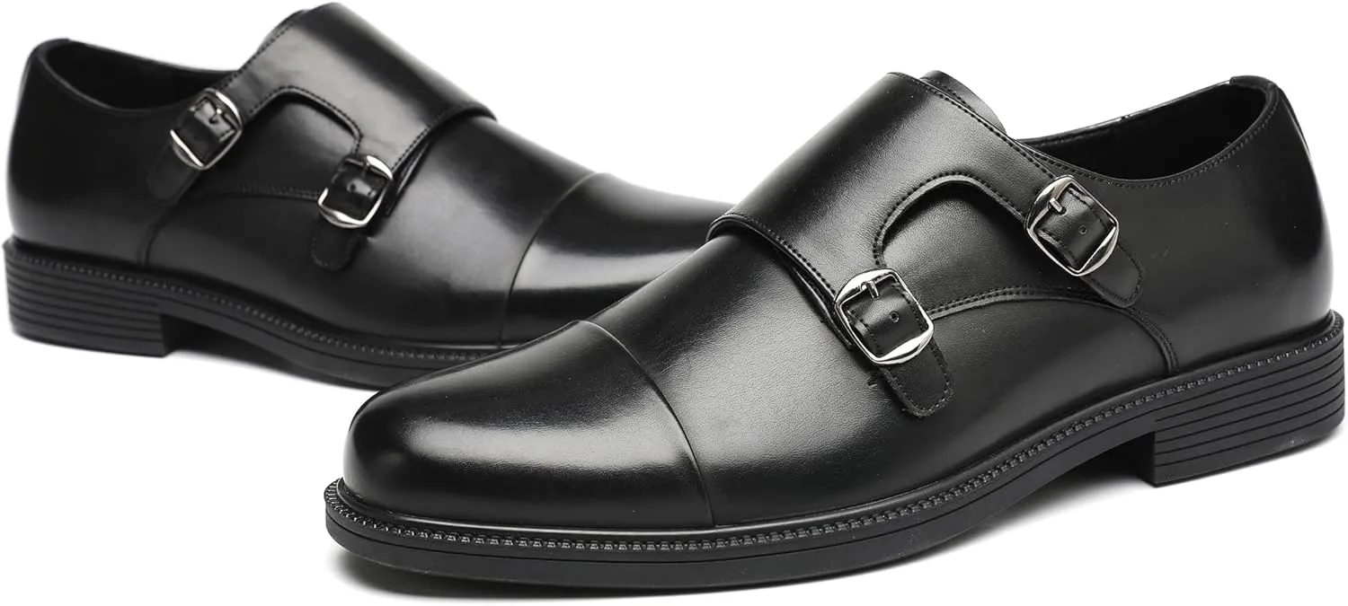 DECARSDZ Men's Classic Retro Double Monk Strap Casual Dress Loafer Shoes Comfortable for Business and Wedding Slip On Loafers