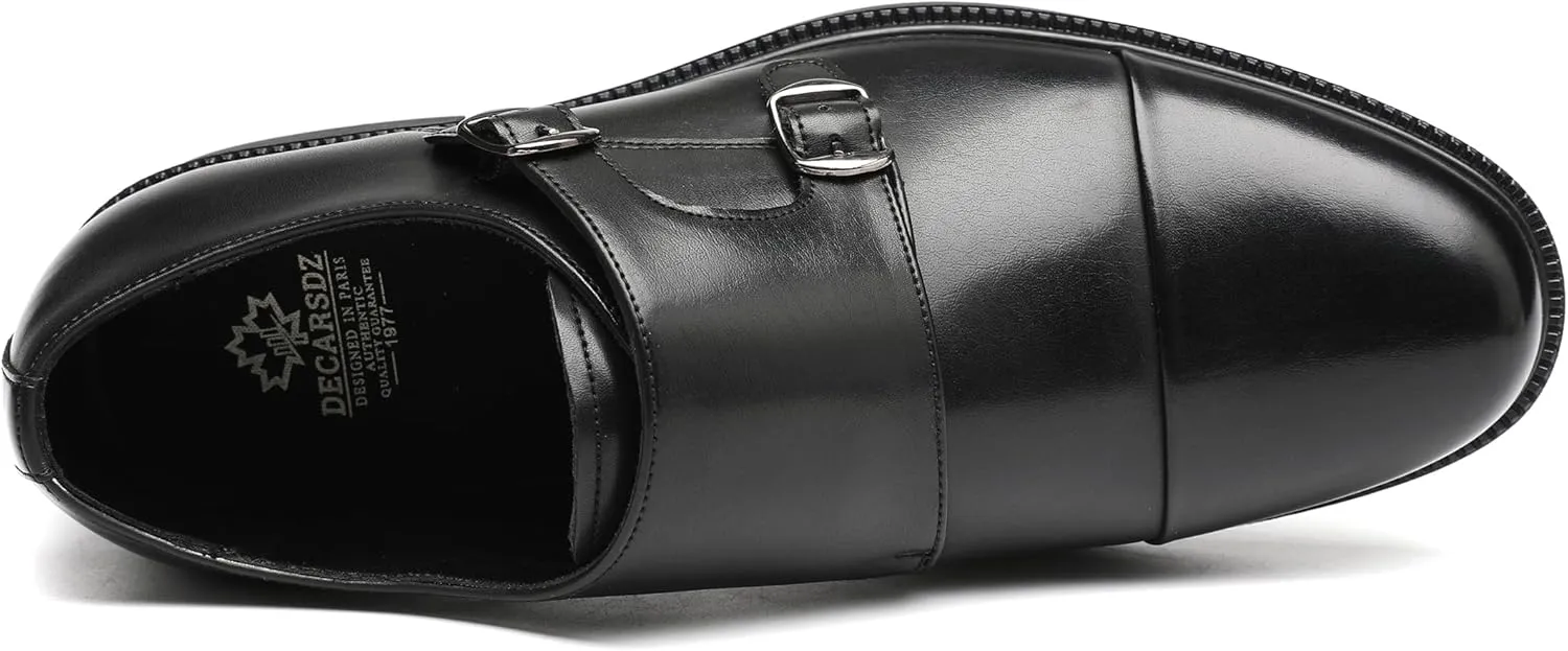 DECARSDZ Men's Classic Retro Double Monk Strap Casual Dress Loafer Shoes Comfortable for Business and Wedding Slip On Loafers