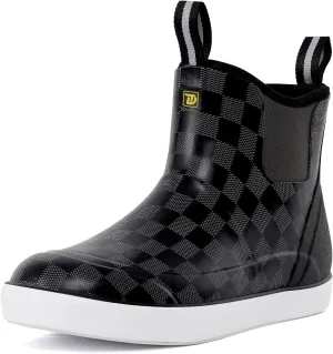 Deck Boots for Men, Men's Waterproof Insulated Reliable Rain Boots, Anti-Slip Ankle Rubber Boots with High-Traction for Fishing Boating, Size 6-14