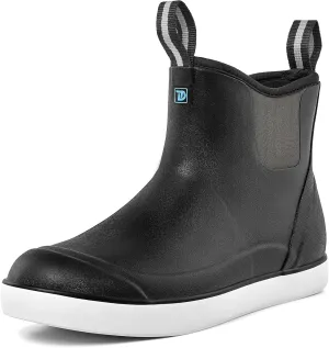 Deck Boots for Men, Men's Waterproof Insulated Reliable Rain Boots, Anti-Slip Ankle Rubber Boots with High-Traction for Fishing Boating, Size 6-14