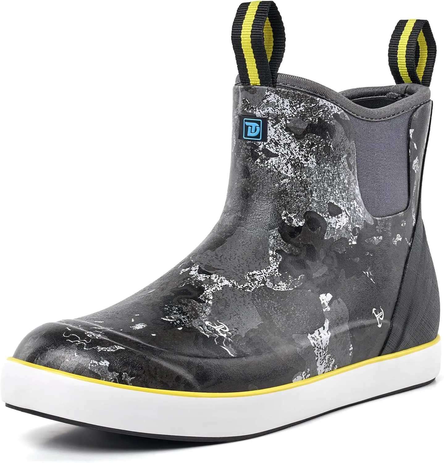 Deck Boots for Men, Men's Waterproof Insulated Reliable Rain Boots, Anti-Slip Ankle Rubber Boots with High-Traction for Fishing Boating, Size 6-14