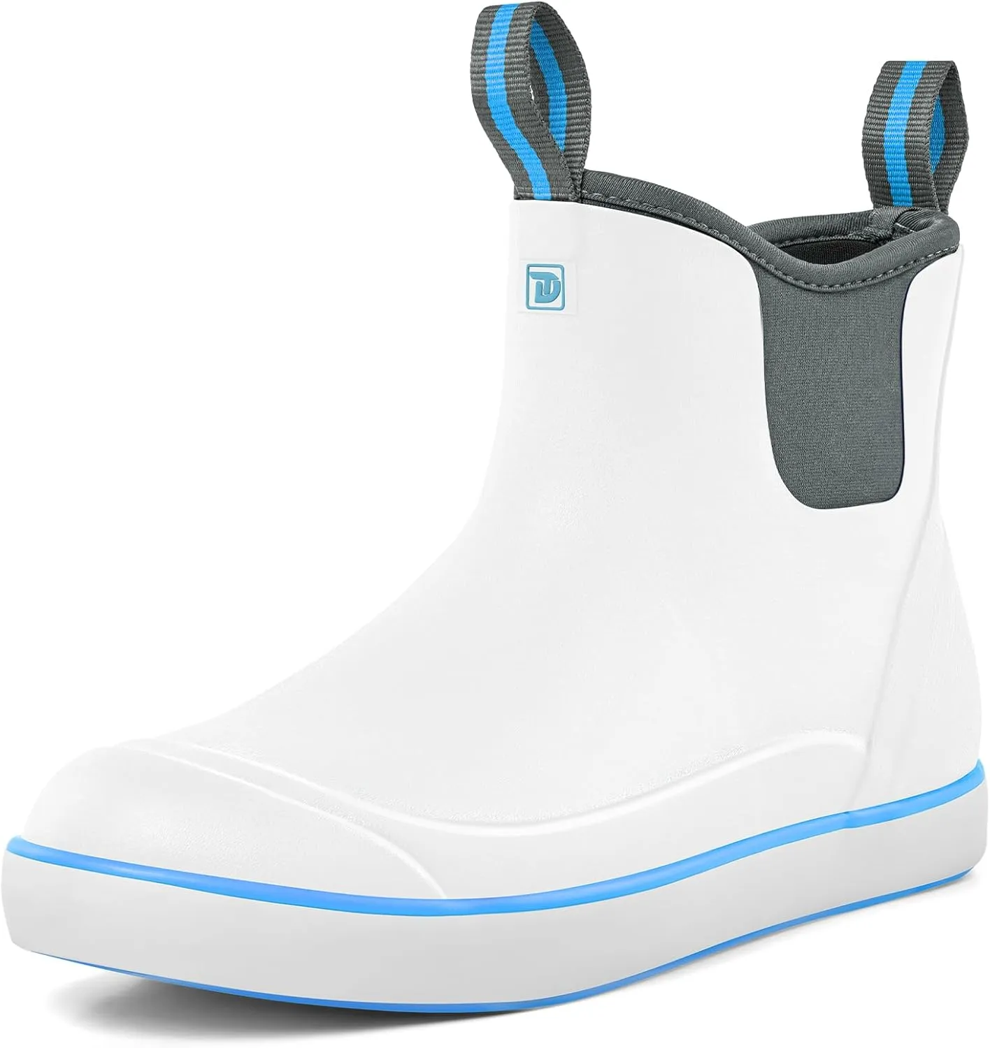 Deck Boots for Men, Men's Waterproof Insulated Reliable Rain Boots, Anti-Slip Ankle Rubber Boots with High-Traction for Fishing Boating, Size 6-14
