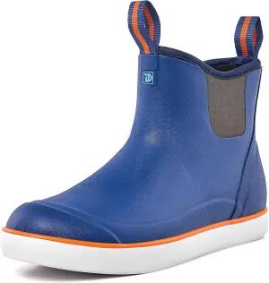 Deck Boots for Men, Men's Waterproof Insulated Reliable Rain Boots, Anti-Slip Ankle Rubber Boots with High-Traction for Fishing Boating, Size 6-14