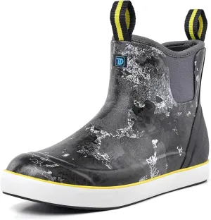Deck Boots for Men, Men's Waterproof Insulated Reliable Rain Boots, Anti-Slip Ankle Rubber Boots with High-Traction for Fishing Boating, Size 6-14