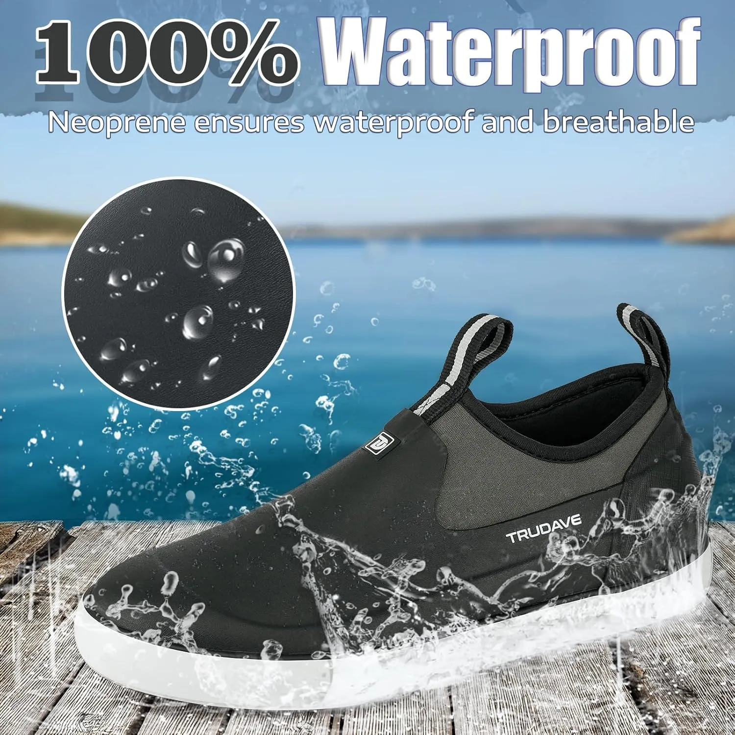 Deck Boots for Men, Waterproof Insulated Reliable Rain Boots Men, 4.5mm Neoprene Anti-Slip Mud Boots with High-Traction for Walking Work Fishing Gardening, Size 6-13