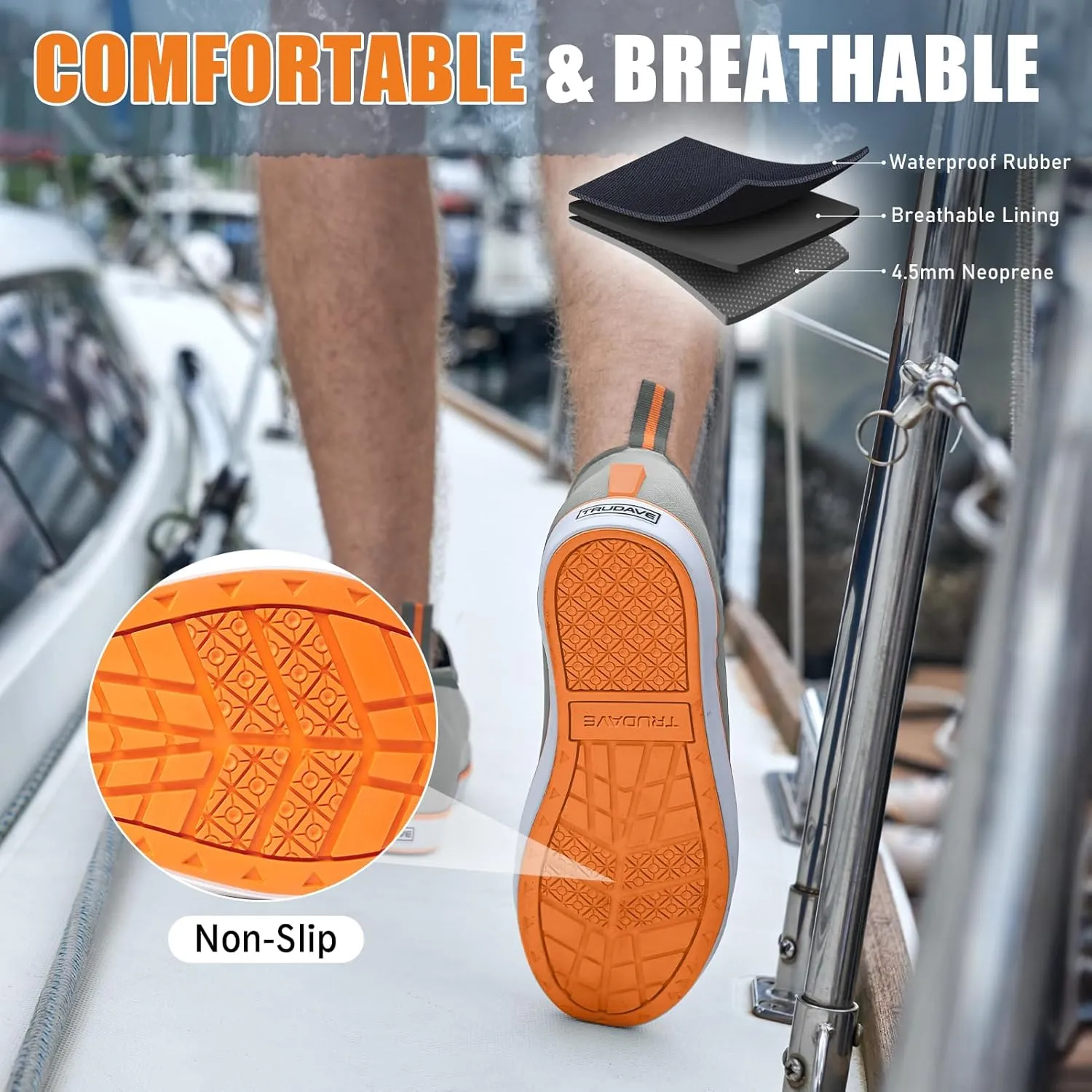 Deck Boots for Men, Waterproof Insulated Reliable Rain Boots Men, 4.5mm Neoprene Anti-Slip Mud Boots with High-Traction for Walking Work Fishing Gardening, Size 6-13