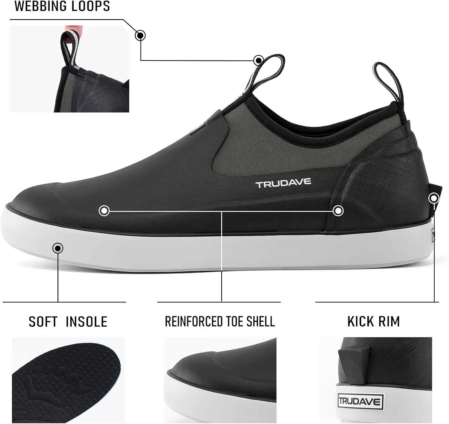 Deck Boots for Men, Waterproof Insulated Reliable Rain Boots Men, 4.5mm Neoprene Anti-Slip Mud Boots with High-Traction for Walking Work Fishing Gardening, Size 6-13