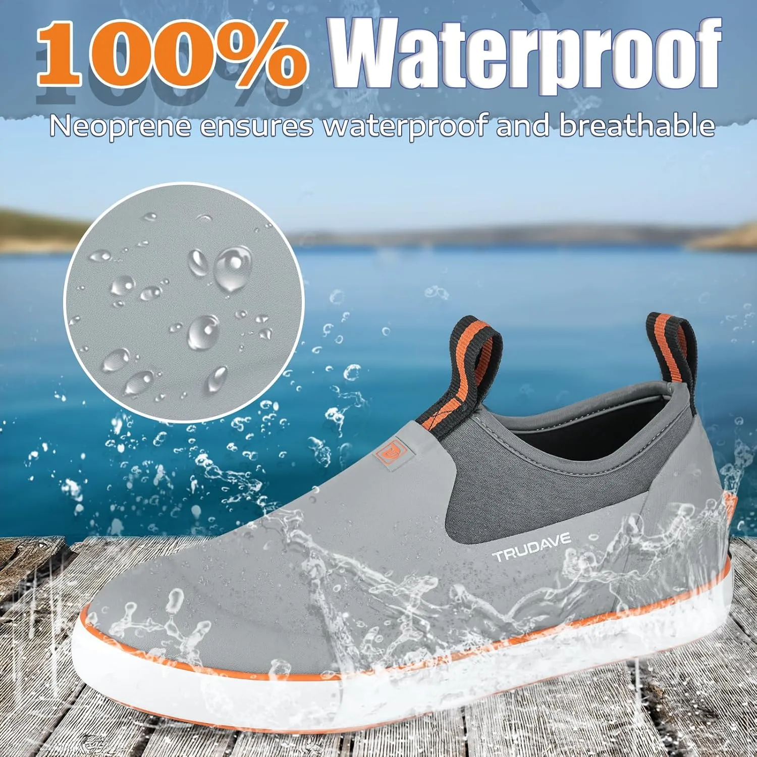 Deck Boots for Men, Waterproof Insulated Reliable Rain Boots Men, 4.5mm Neoprene Anti-Slip Mud Boots with High-Traction for Walking Work Fishing Gardening, Size 6-13