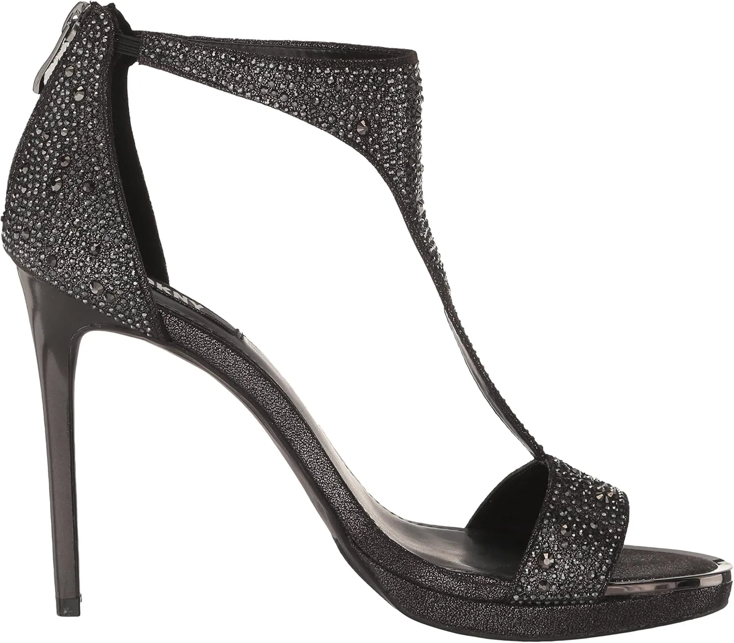 DKNY Women's Dris Stones Open Toed Glitter Heels Flat Sandal