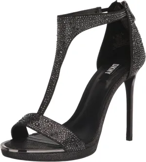 DKNY Women's Dris Stones Open Toed Glitter Heels Flat Sandal