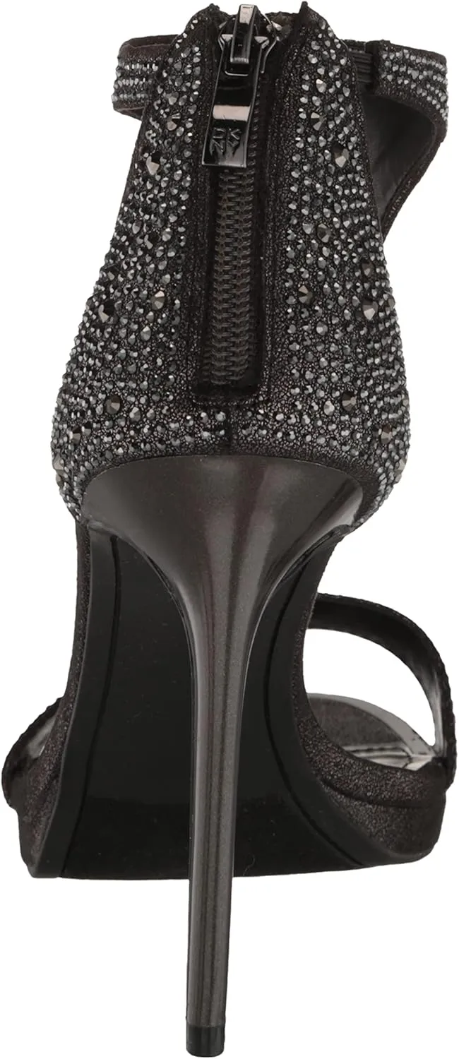 DKNY Women's Dris Stones Open Toed Glitter Heels Flat Sandal