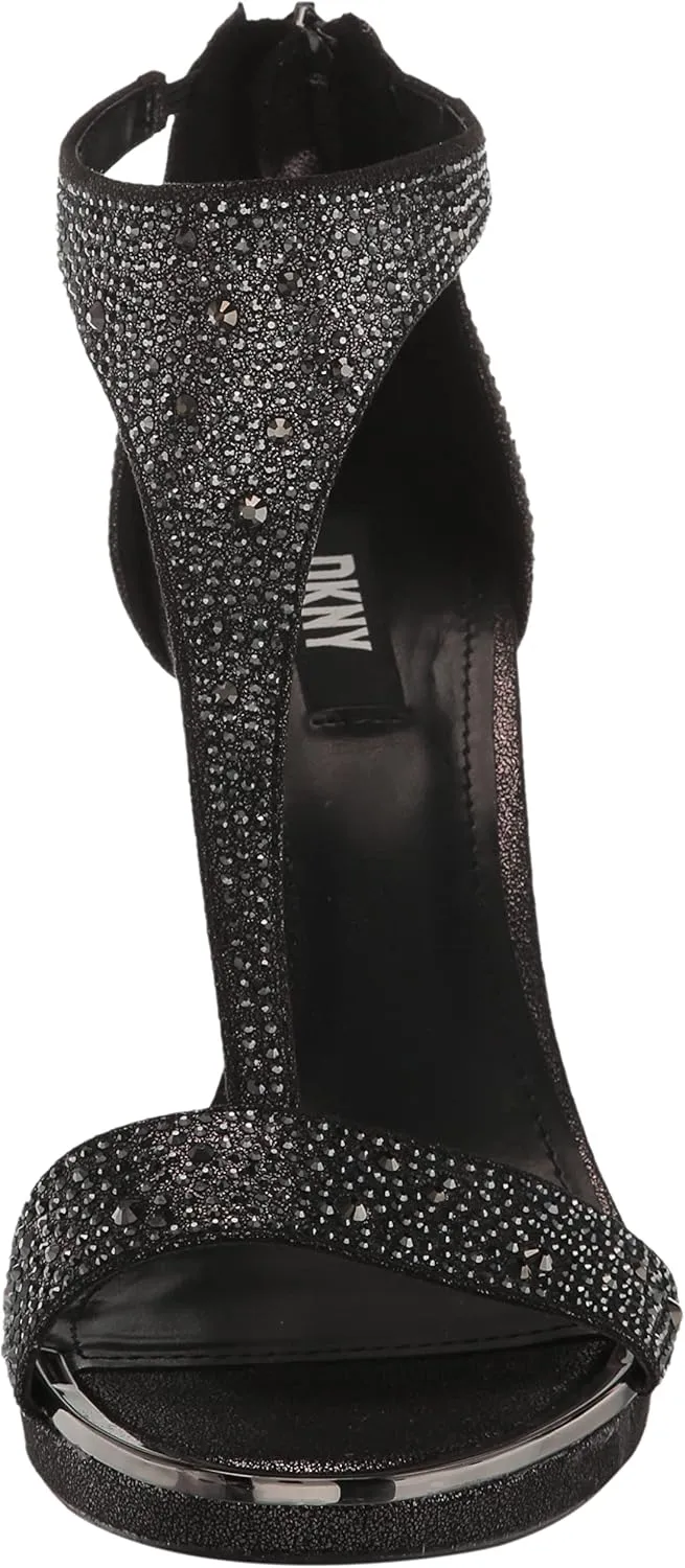 DKNY Women's Dris Stones Open Toed Glitter Heels Flat Sandal