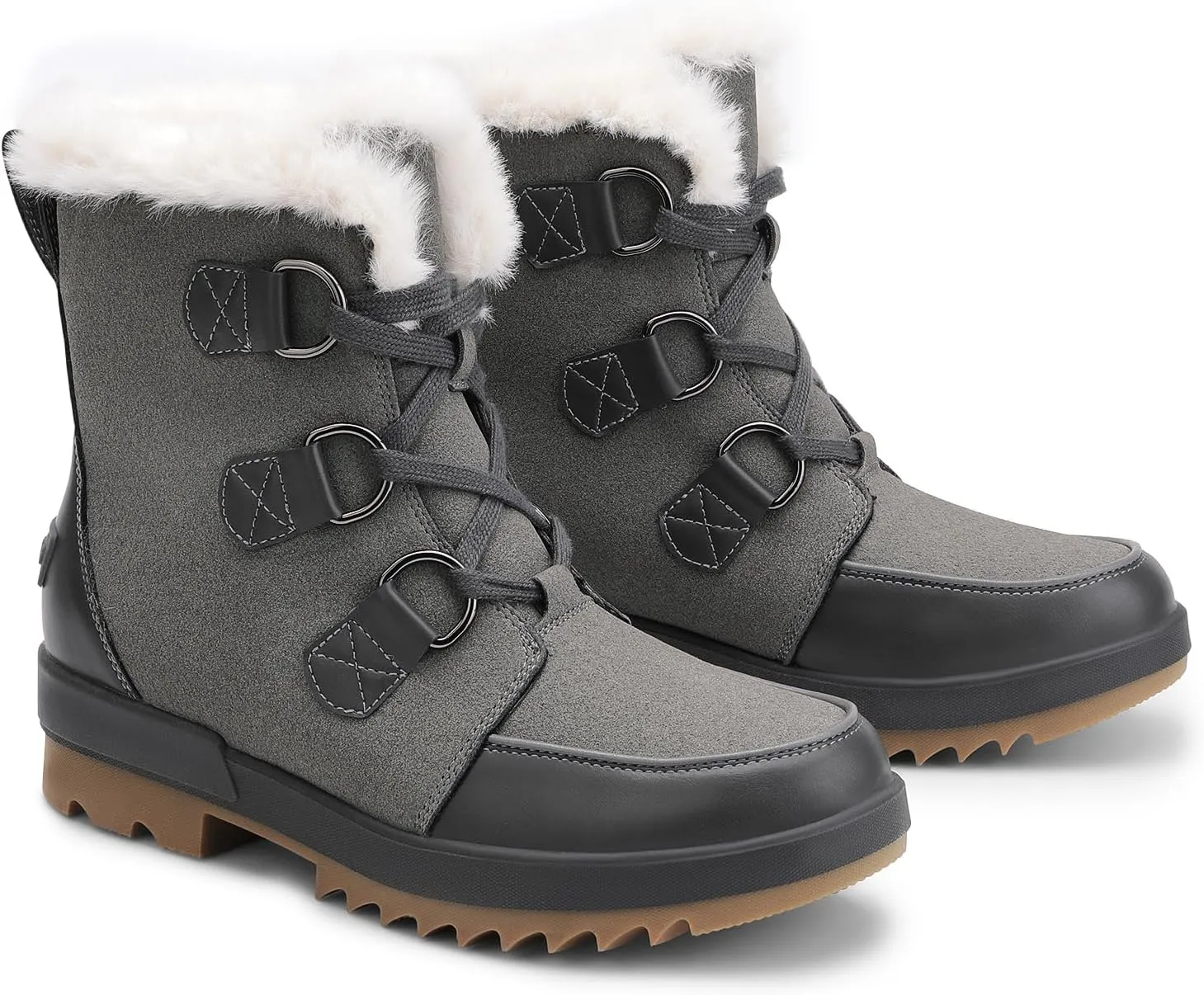 DREAM PAIRS Ankle Winter Boots for Women Snow Boots Anti-Slip Resistant Classic Warm Faux Fur Lined Lace Up for Outdoor Hiking Walking
