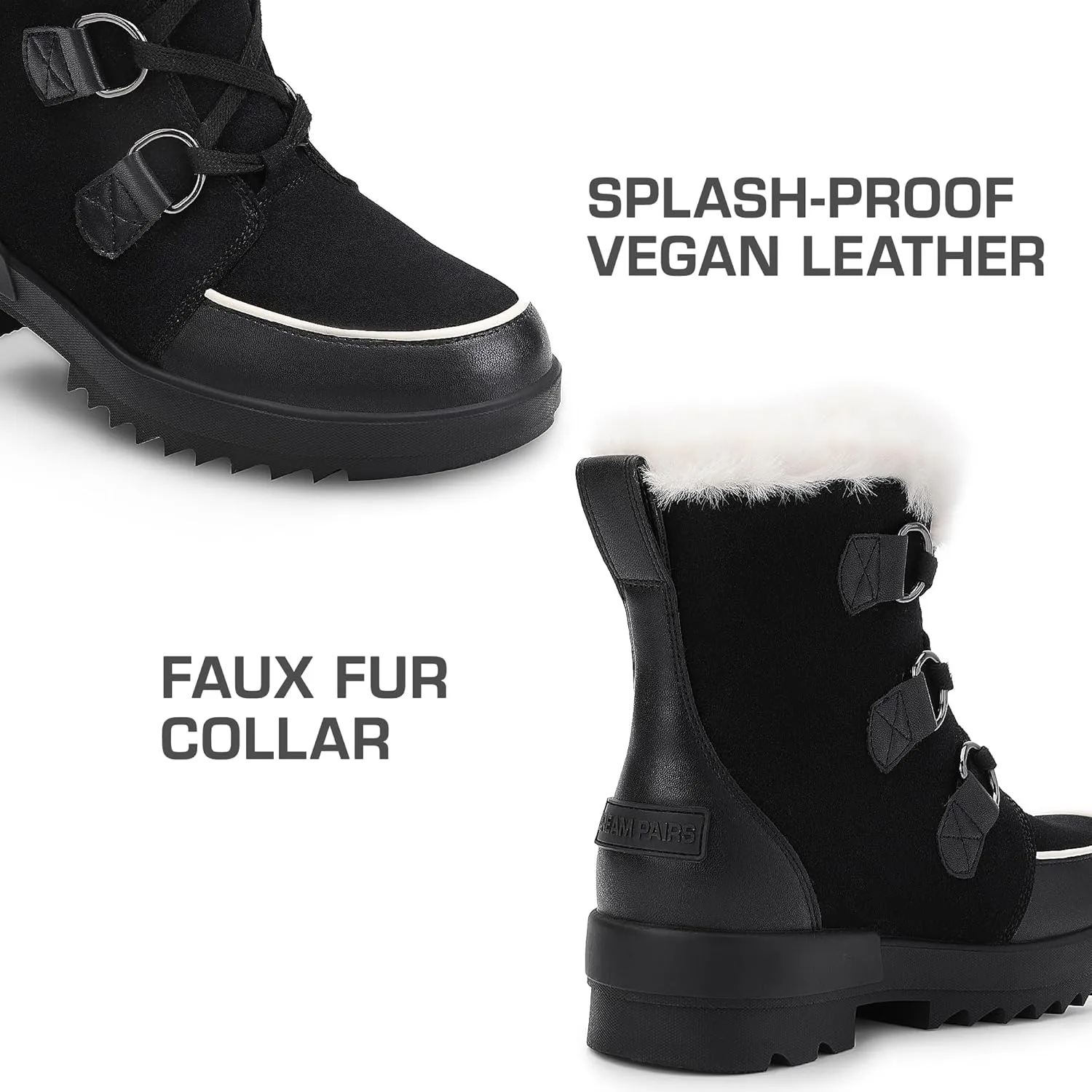 DREAM PAIRS Ankle Winter Boots for Women Snow Boots Anti-Slip Resistant Classic Warm Faux Fur Lined Lace Up for Outdoor Hiking Walking