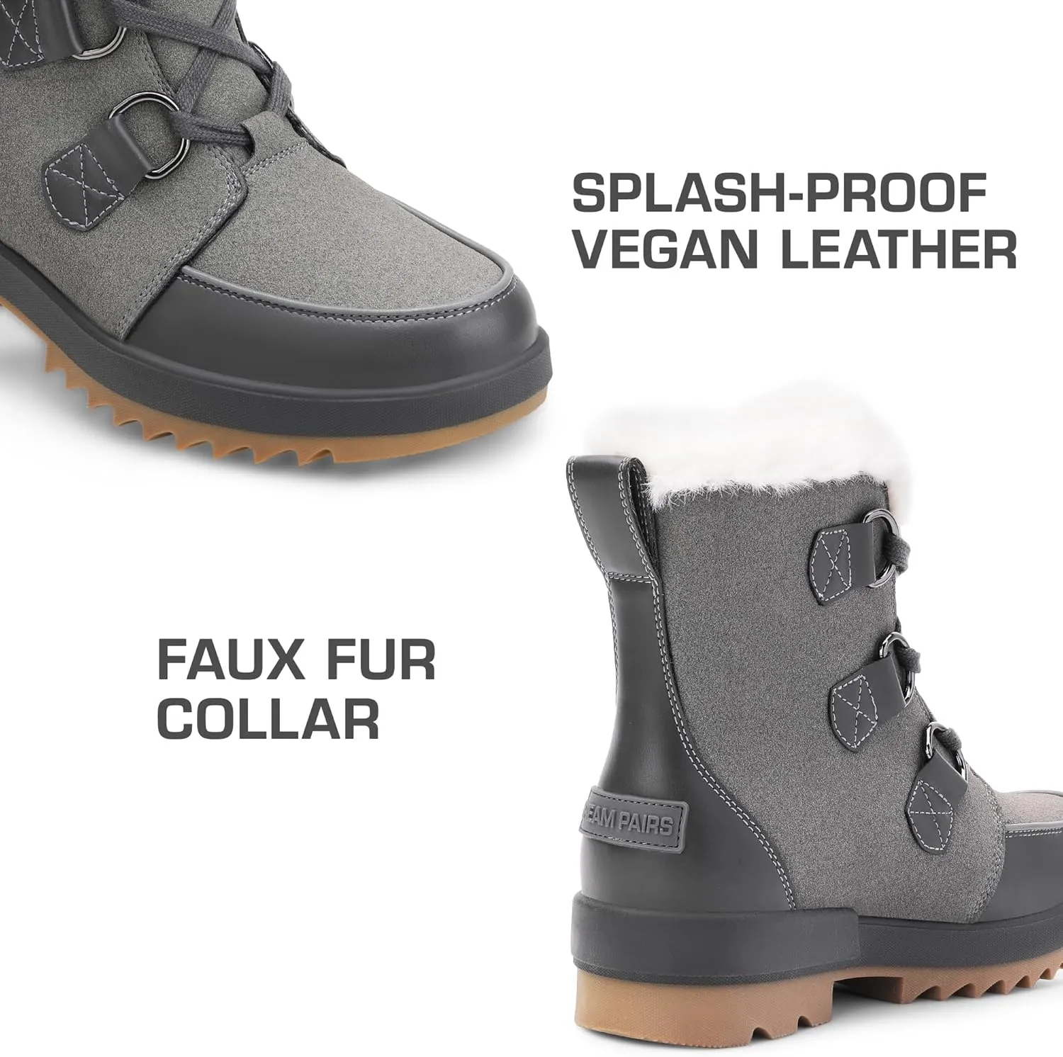 DREAM PAIRS Ankle Winter Boots for Women Snow Boots Anti-Slip Resistant Classic Warm Faux Fur Lined Lace Up for Outdoor Hiking Walking