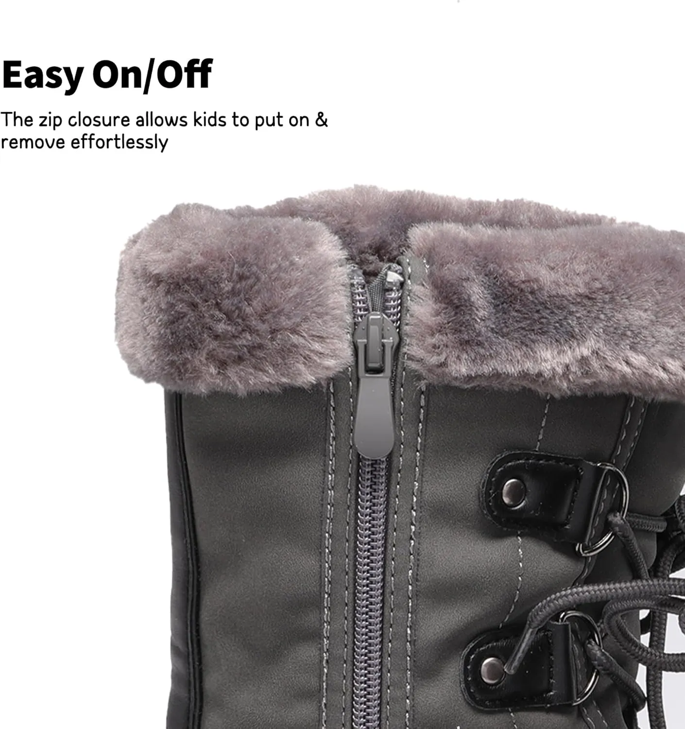 DREAM PAIRS Boys & Girls Faux Fur-Lined Ankle Winter Snow Boots