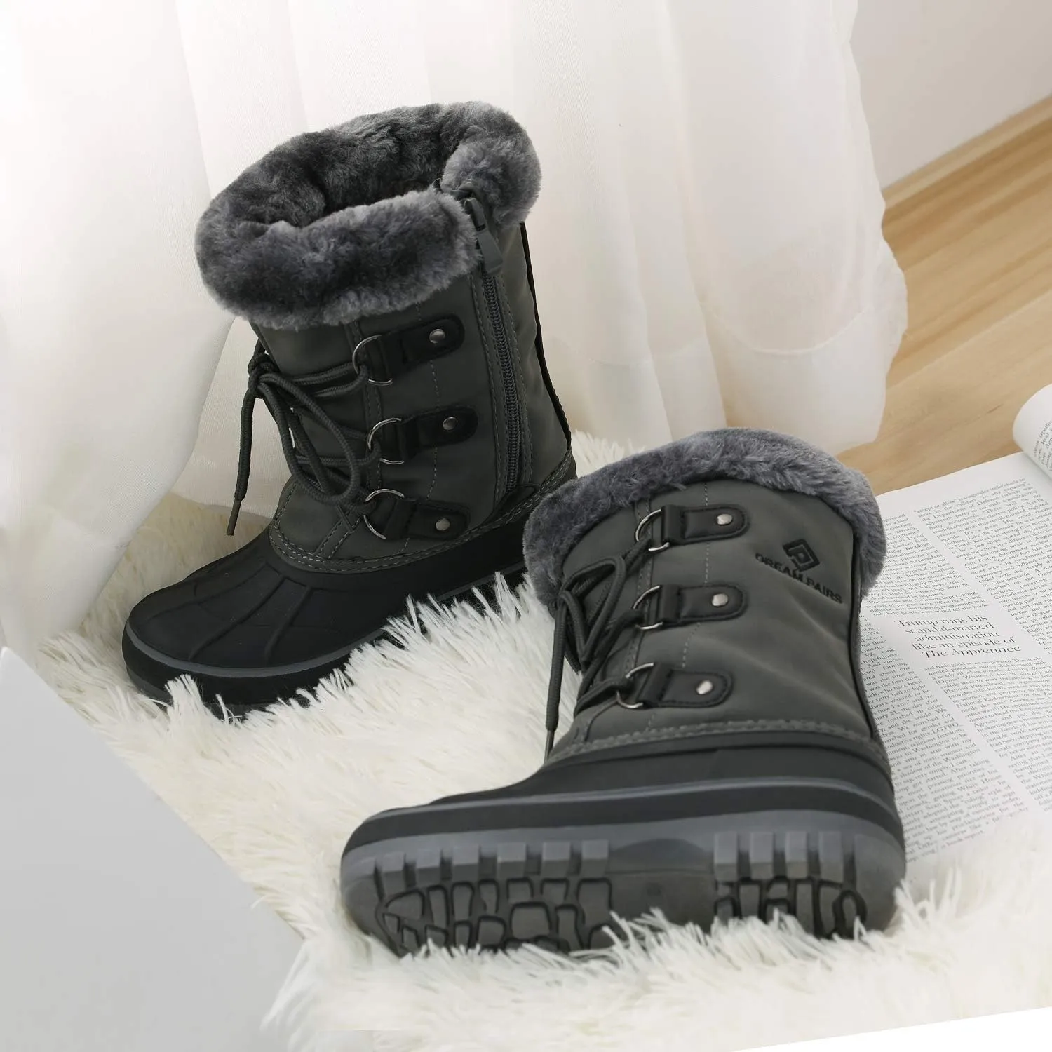 DREAM PAIRS Boys & Girls Faux Fur-Lined Ankle Winter Snow Boots