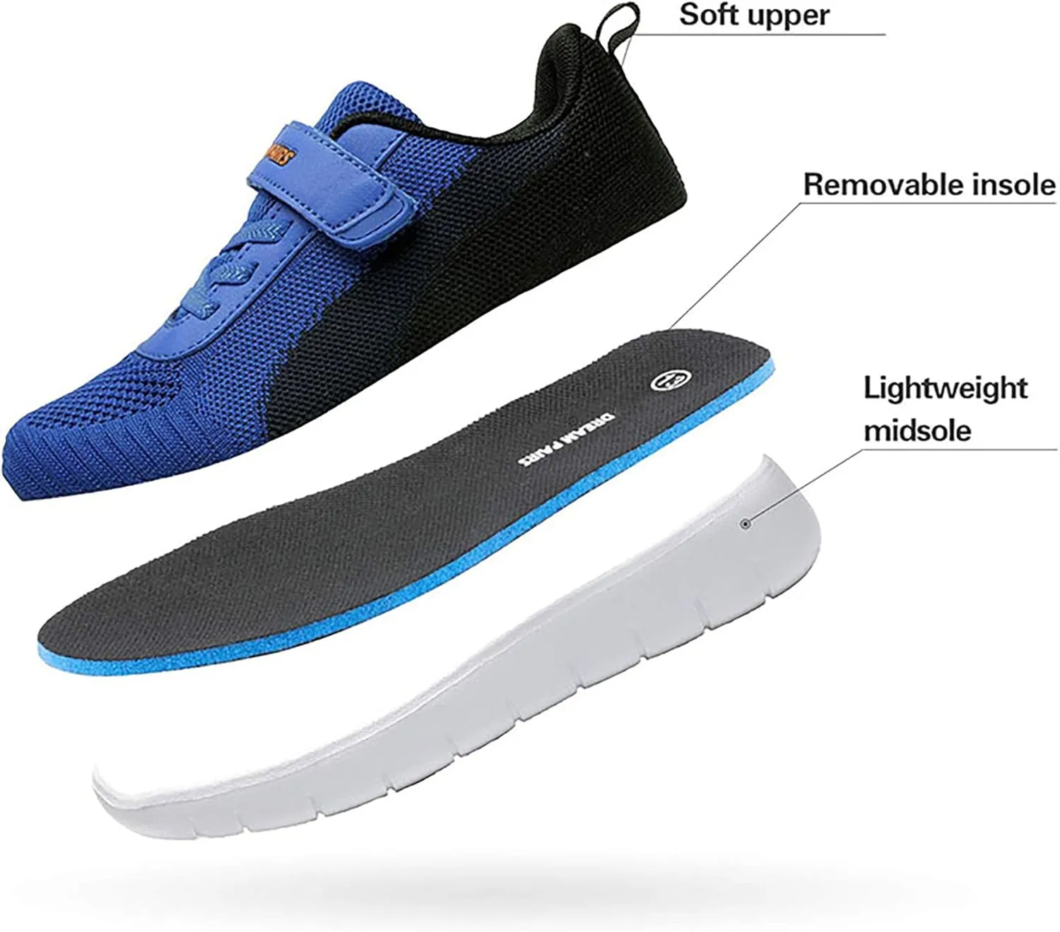 DREAM PAIRS Boys Girls Shoes Kids Tennis EZ-Ons MagicZips Athletic Running Walking Barefoot Zero Drop Sneakers