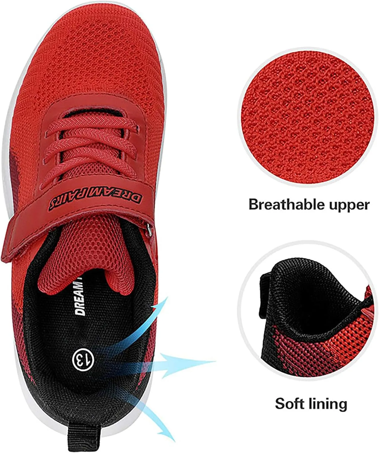 DREAM PAIRS Boys Girls Shoes Kids Tennis EZ-Ons MagicZips Athletic Running Walking Barefoot Zero Drop Sneakers