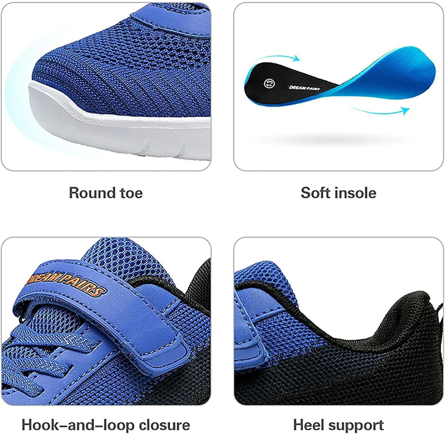DREAM PAIRS Boys Girls Shoes Kids Tennis EZ-Ons MagicZips Athletic Running Walking Barefoot Zero Drop Sneakers