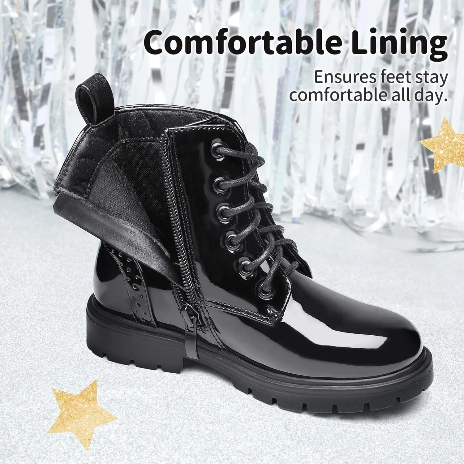 DREAM PAIRS Boys Girls Side Zipper Combat Ankle Boots(Toddler/Little Kid