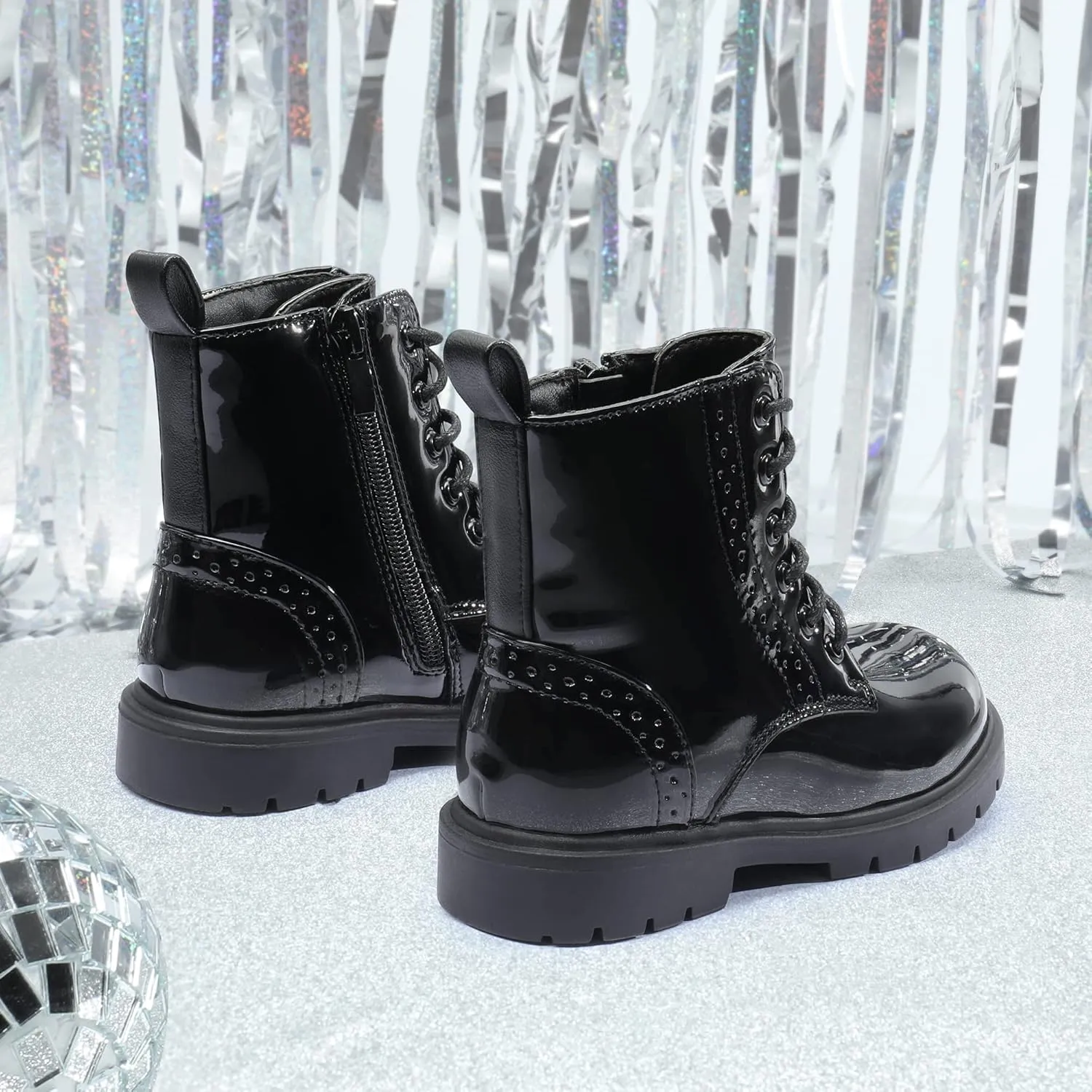 DREAM PAIRS Boys Girls Side Zipper Combat Ankle Boots(Toddler/Little Kid