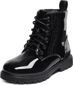 DREAM PAIRS Boys Girls Side Zipper Combat Ankle Boots(Toddler/Little Kid