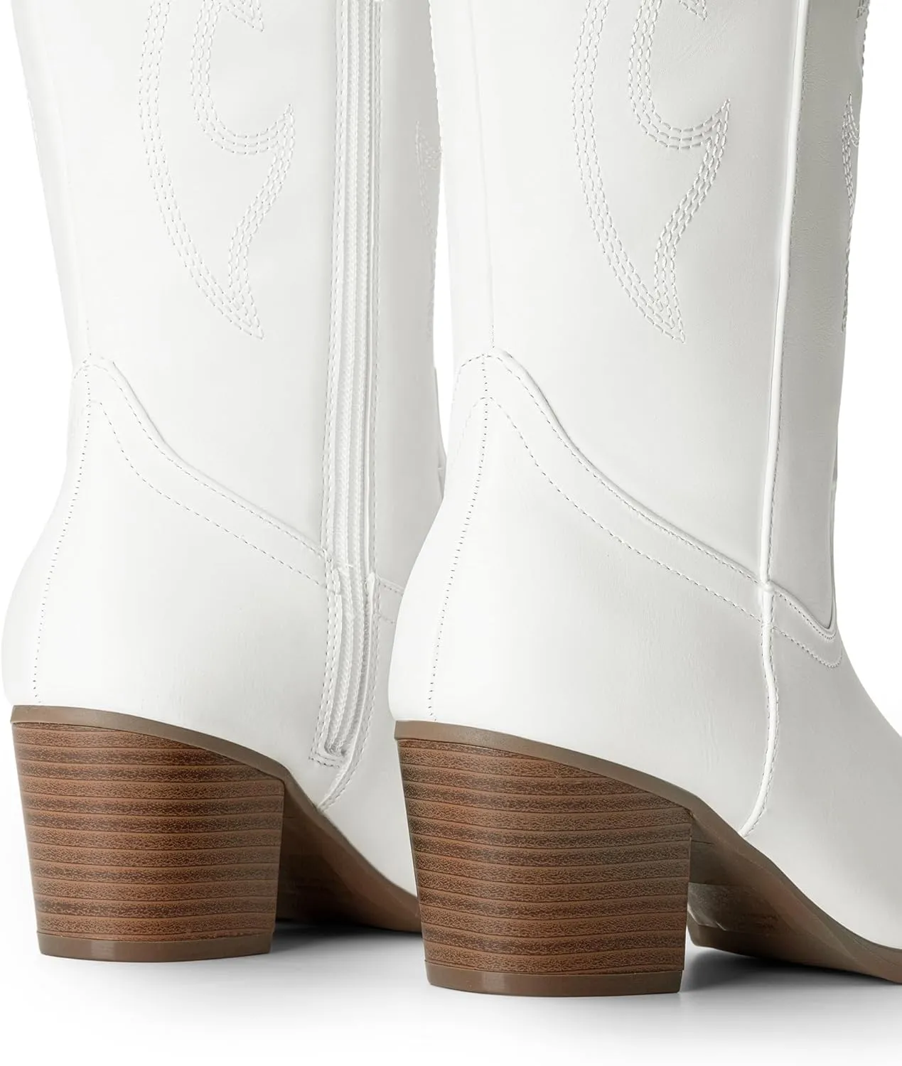 DREAM PAIRS Cowboy Boots for Women Cowgirl Knee High Boots Comfortable Pull On Zipper Chunky Heel Pointed Toe Embroidered Western Boots
