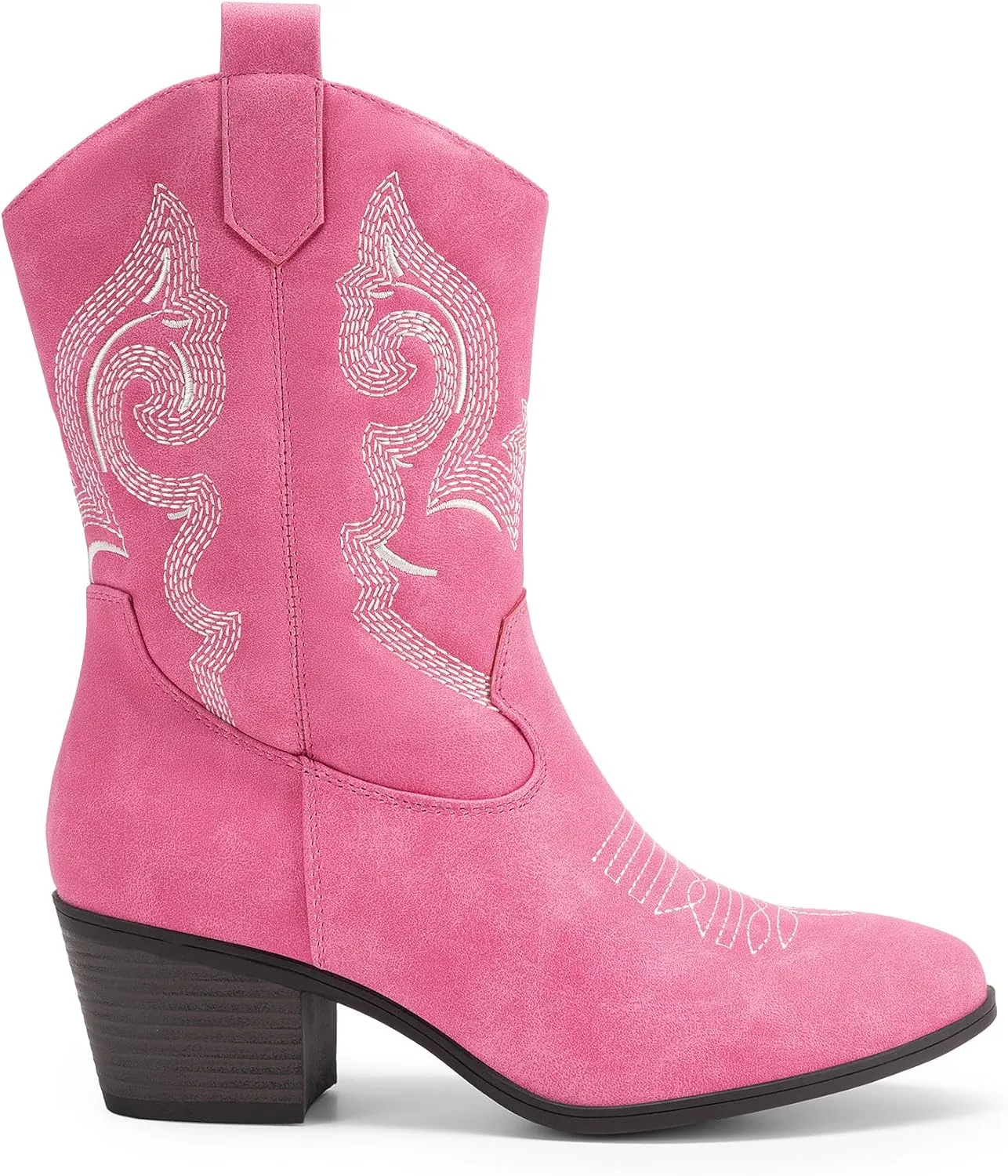 DREAM PAIRS Cowboy Boots for Women, Mid Calf Cowgirl Boots with Embroidery Round Toe Western Chunky Low Heel Shoes