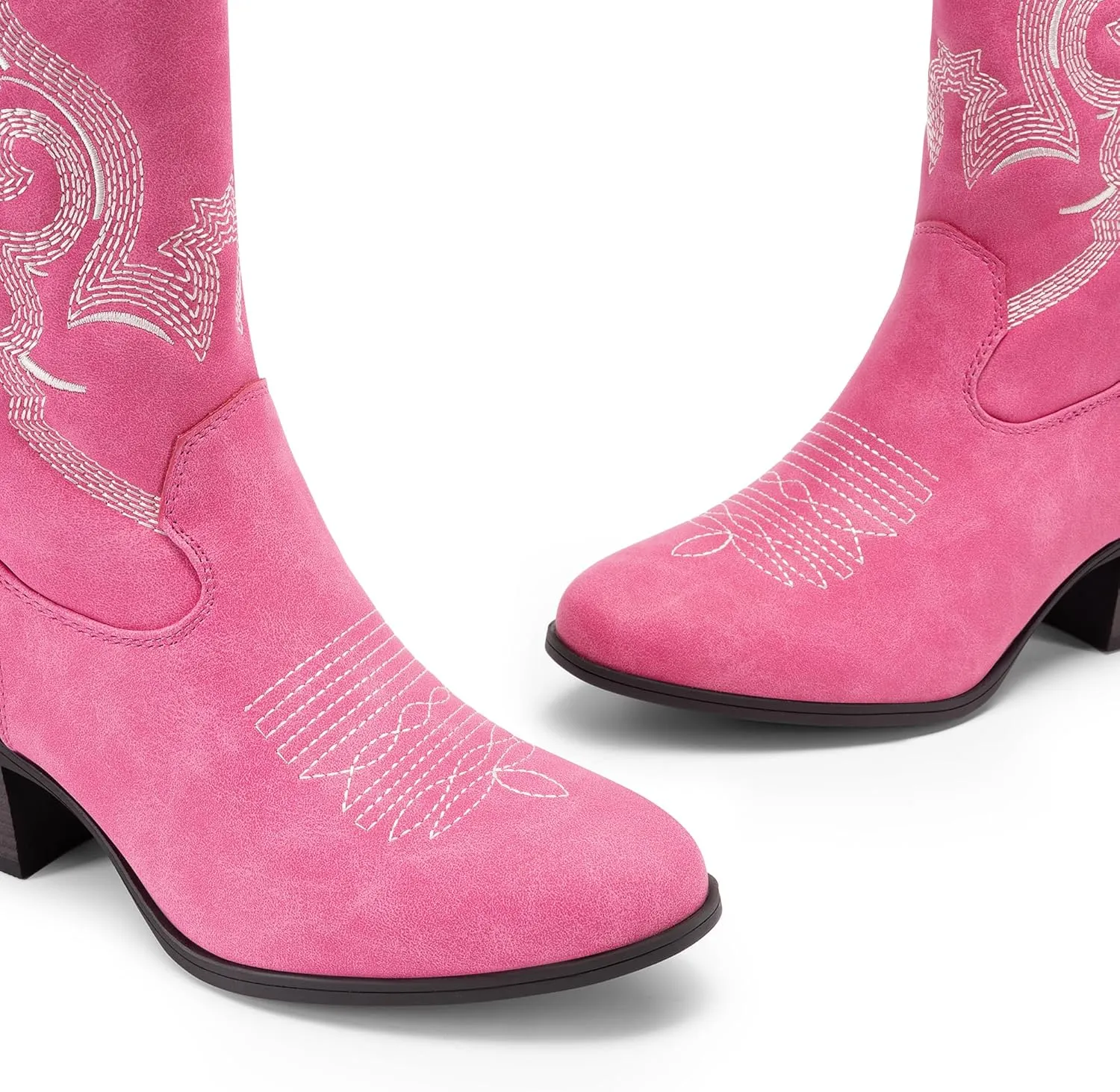 DREAM PAIRS Cowboy Boots for Women, Mid Calf Cowgirl Boots with Embroidery Round Toe Western Chunky Low Heel Shoes