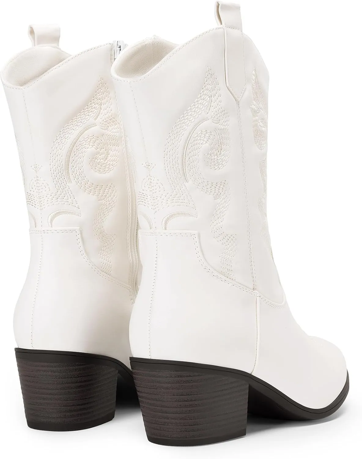 DREAM PAIRS Cowboy Boots for Women, Mid Calf Cowgirl Boots with Embroidery Round Toe Western Chunky Low Heel Shoes