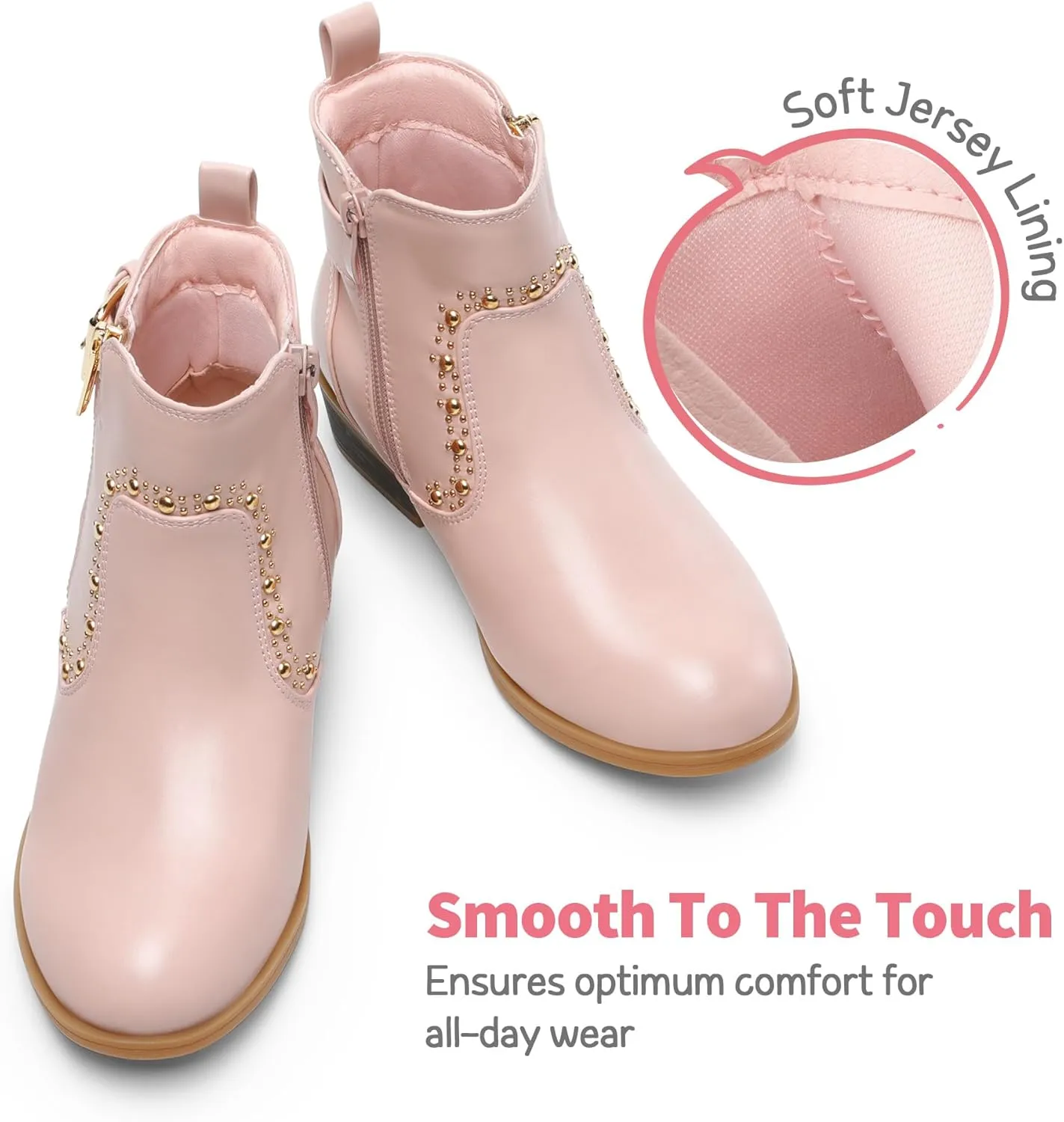 DREAM PAIRS Girls Boots Low Heel Side Zipper Ankle Booties Little Kid/Big Kid